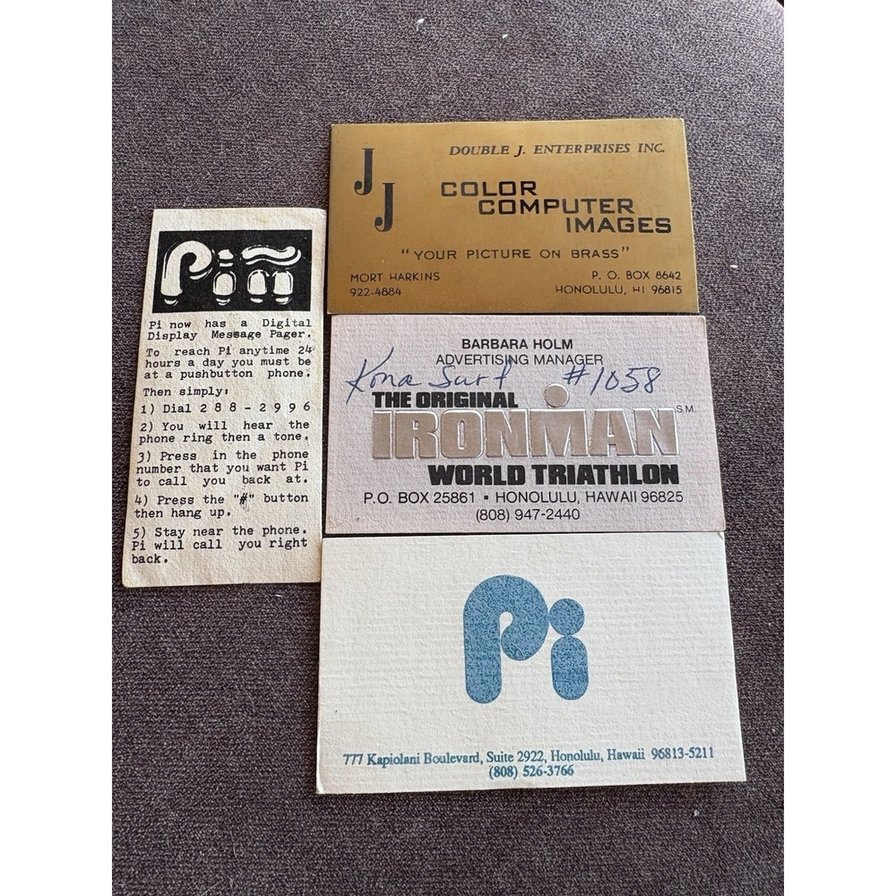 Vintage Lot 4 Business Cards Ephemera Hawaii Tech Embossed Neat